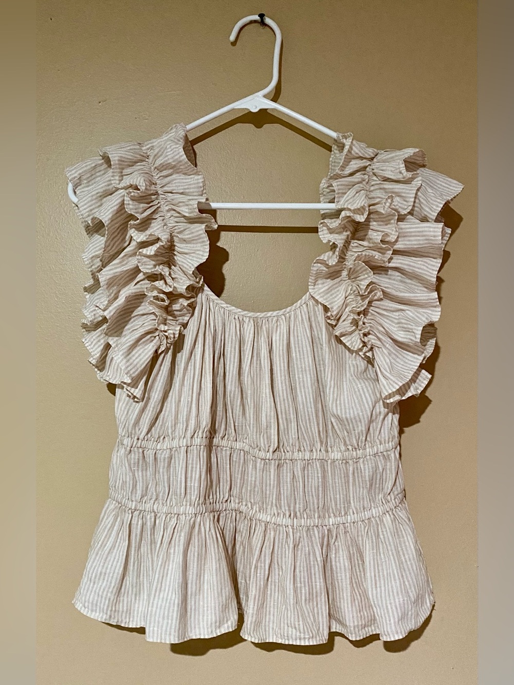 Ulla Johnson Linen Ruffled Peplum Blouse - Picture 7 of 13